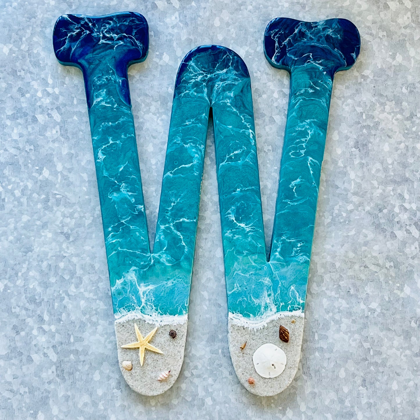 Personalized Resin Large Letter | Oversized Letter Wall | Beach Home Wall Name Letter | Starfish | Beach Theme Decor | Resin Art | Turtle - Nikkisstuffnthings