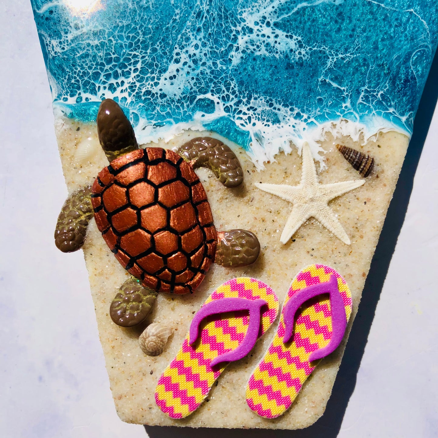 Custom Beach Wall Art | Resin Art | Nautical Decor for Beach House | Flip flop art | 3D Resin Art | flip flop sign | Personalized Gifts - Nikkisstuffnthings