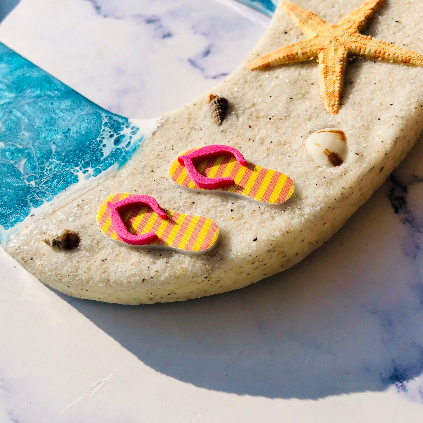 Custom Beach Wall Art | Resin Art | Nautical Decor for Beach House | Flip flop art | 3D Resin Art | flip flop sign | Personalized Gifts - Nikkisstuffnthings