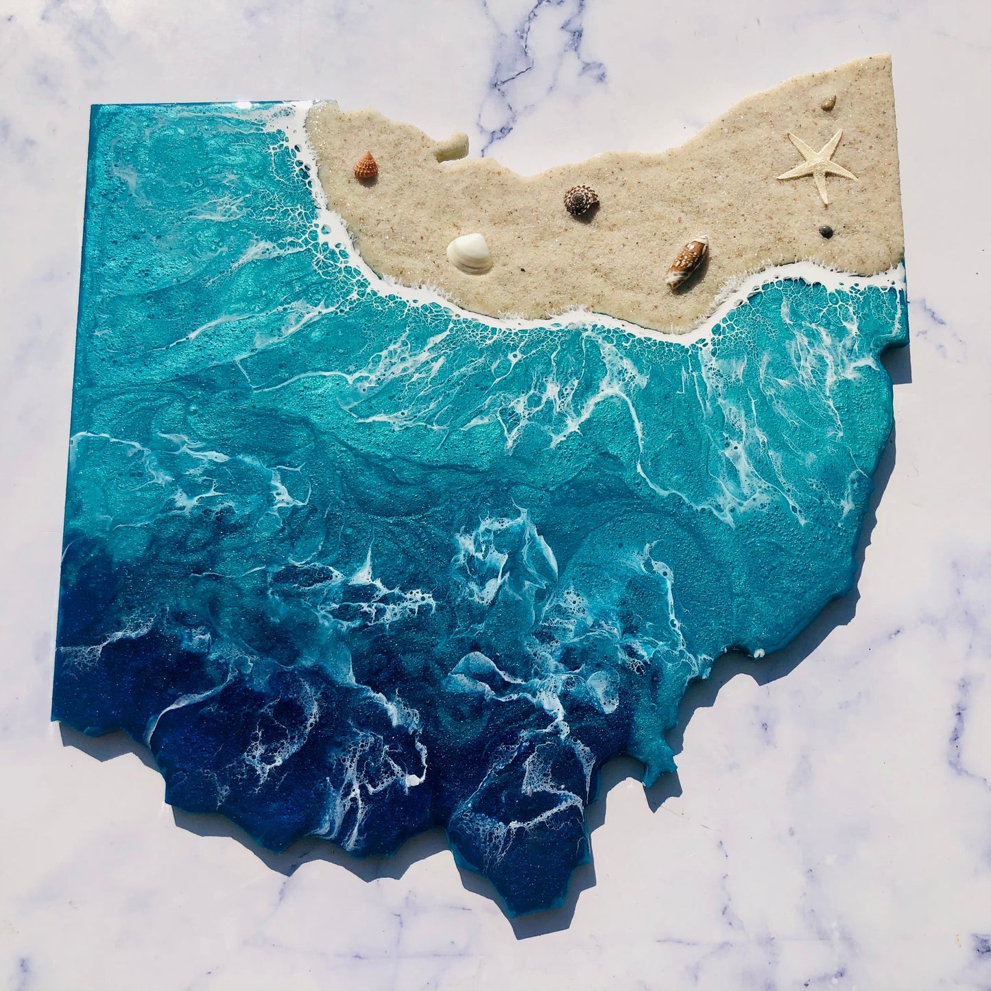 12” Personalized Ohio Beach Resin Wall Map | Resin Art | Wall Art | Housewarming gift | Ohio Map | Unique Gift | Gift State Map Art - Nikkisstuffnthings