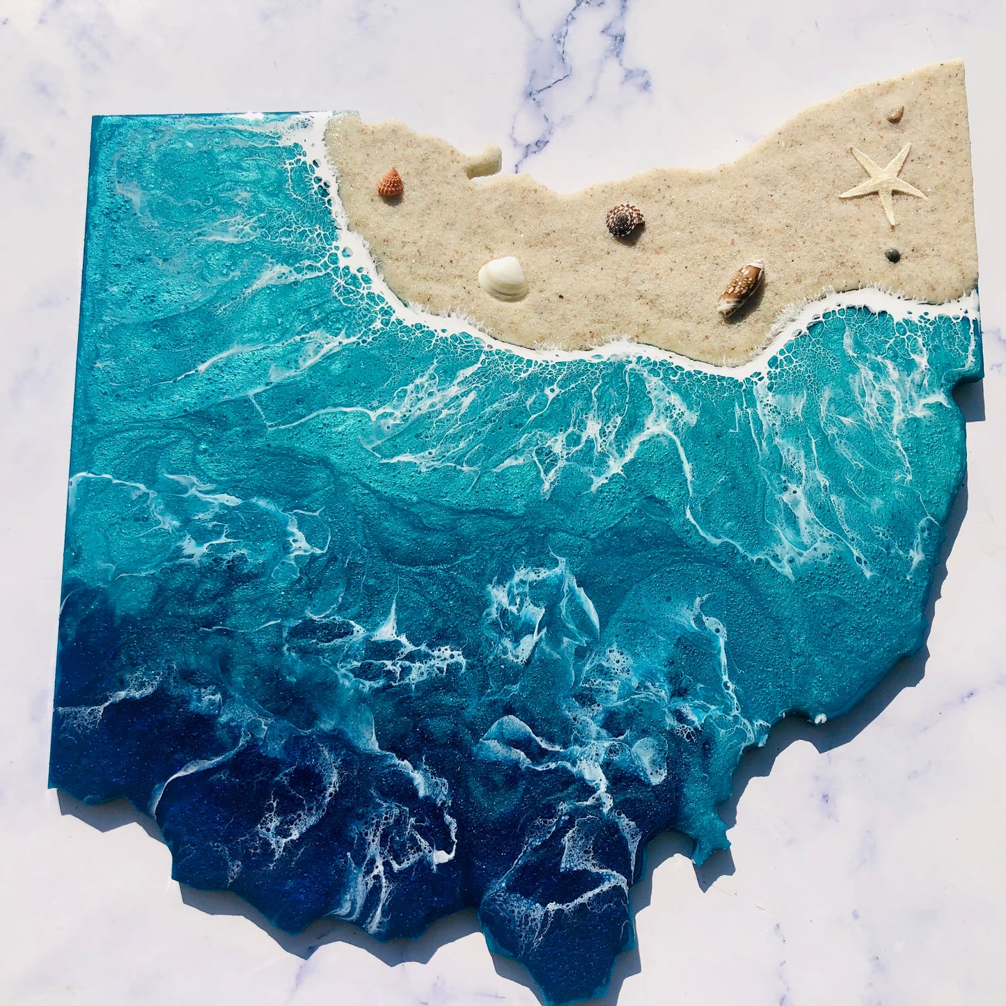 12” Personalized Ohio Beach Resin Wall Map | Resin Art | Wall Art | Housewarming gift | Ohio Map | Unique Gift | Gift State Map Art - Nikkisstuffnthings