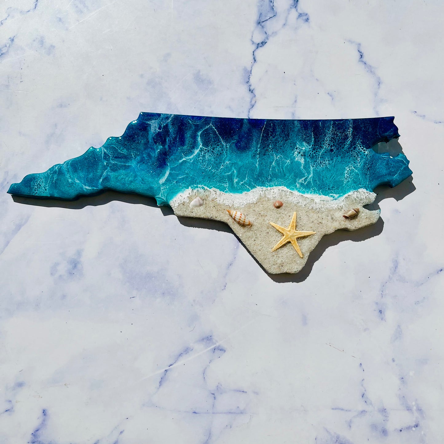 12” Personalized North Carolina Beach Resin Wall Map | Resin Art | Wall Art | Housewarming gift | North Carolina Map | Unique Gift | Gift State Map Art - Nikkisstuffnthings