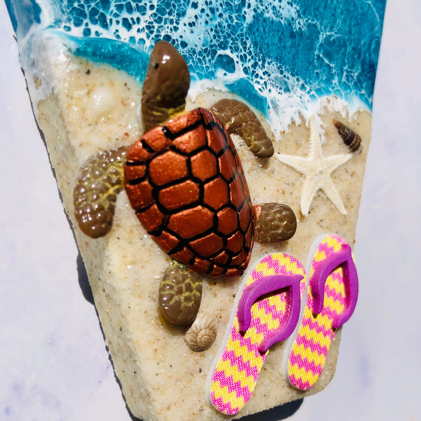 Custom Beach Wall Art | Resin Art | Nautical Decor for Beach House | Flip flop art | 3D Resin Art | flip flop sign | Personalized Gifts - Nikkisstuffnthings