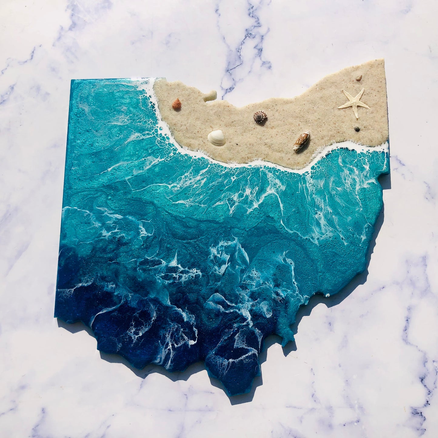 12” Personalized Ohio Beach Resin Wall Map | Resin Art | Wall Art | Housewarming gift | Ohio Map | Unique Gift | Gift State Map Art - Nikkisstuffnthings