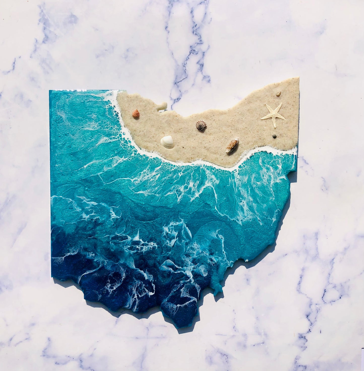 12” Personalized Ohio Beach Resin Wall Map | Resin Art | Wall Art | Housewarming gift | Ohio Map | Unique Gift | Gift State Map Art - Nikkisstuffnthings