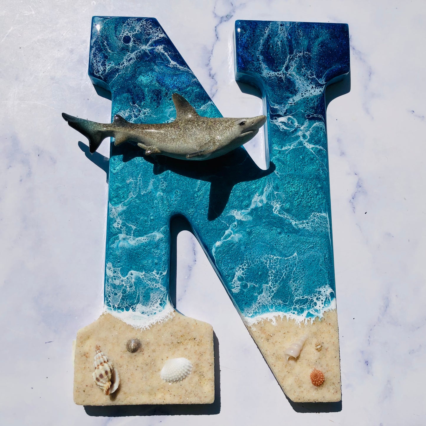 Personalized Shark Wall Resin Art | Shark Wall Hanging | Fishing Lover Wall Art | Beach Art | Shark Wall Art | Shark Week | Shark Lover Gift - Nikkisstuffnthings