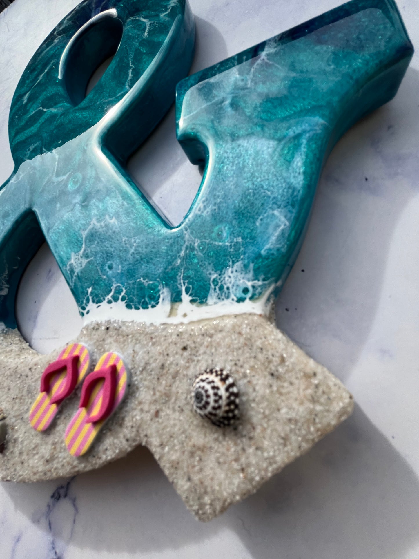 Custom Beach Wall Art | Resin Art | Nautical Decor for Beach House | Flip flop art | 3D Resin Art | flip flop sign | Personalized Gifts - Nikkisstuffnthings