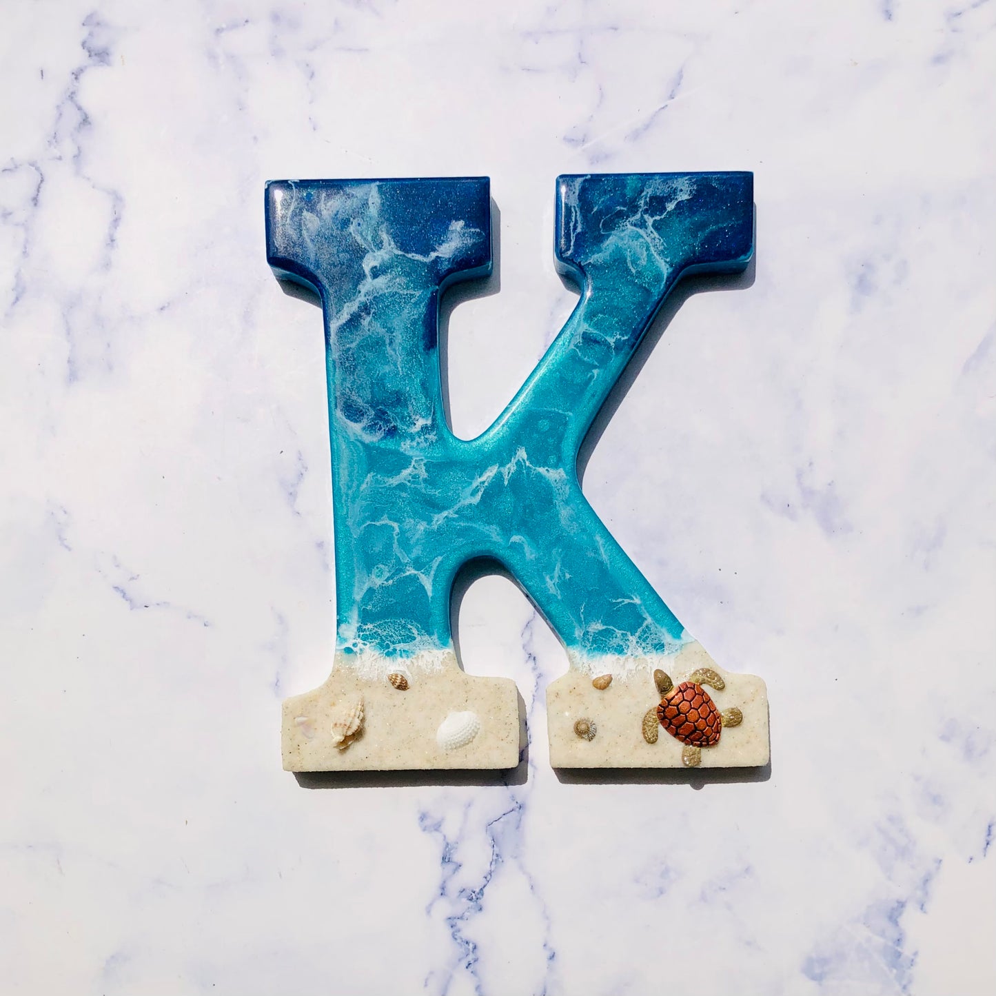 Handmade Gift | Beach Decor | Sea Turtle Wall Art | Resin Sea Turtle | Ocean Inspired Decor | Resin Letter | Resin Sea Turtle Beach Decor | - Nikkisstuffnthings