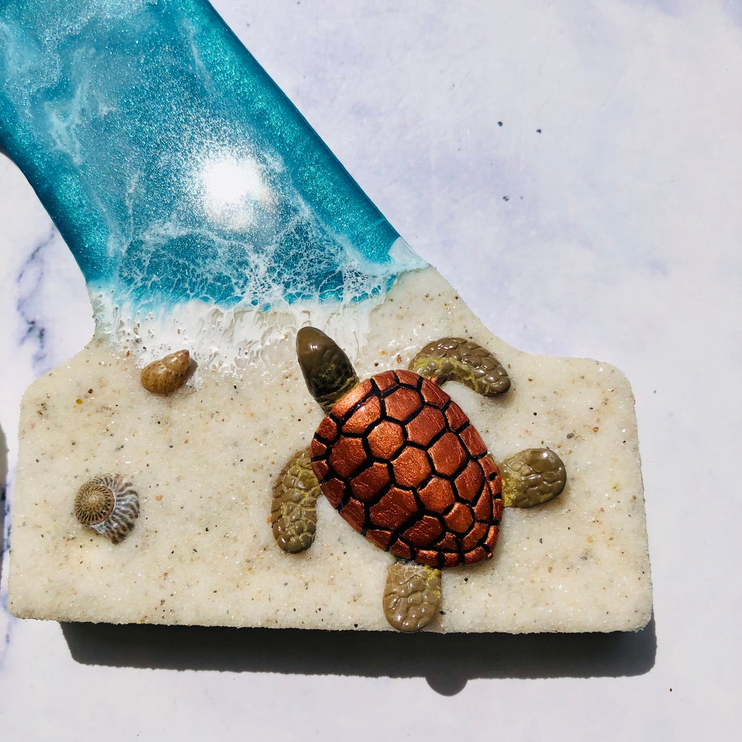 Handmade Gift | Beach Decor | Sea Turtle Wall Art | Resin Sea Turtle | Ocean Inspired Decor | Resin Letter | Resin Sea Turtle Beach Decor | - Nikkisstuffnthings
