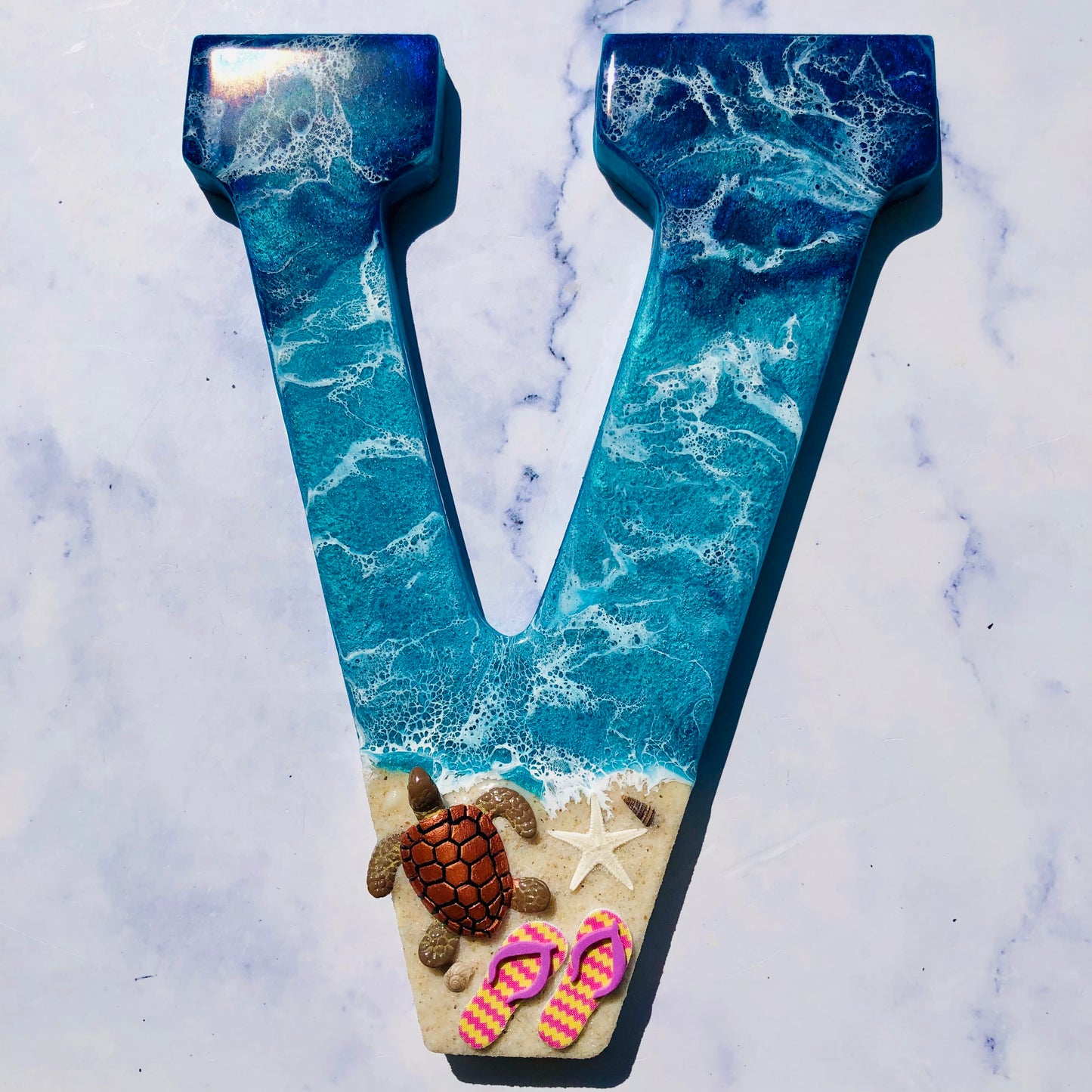 Custom Beach Wall Art | Resin Art | Nautical Decor for Beach House | Flip flop art | 3D Resin Art | flip flop sign | Personalized Gifts - Nikkisstuffnthings