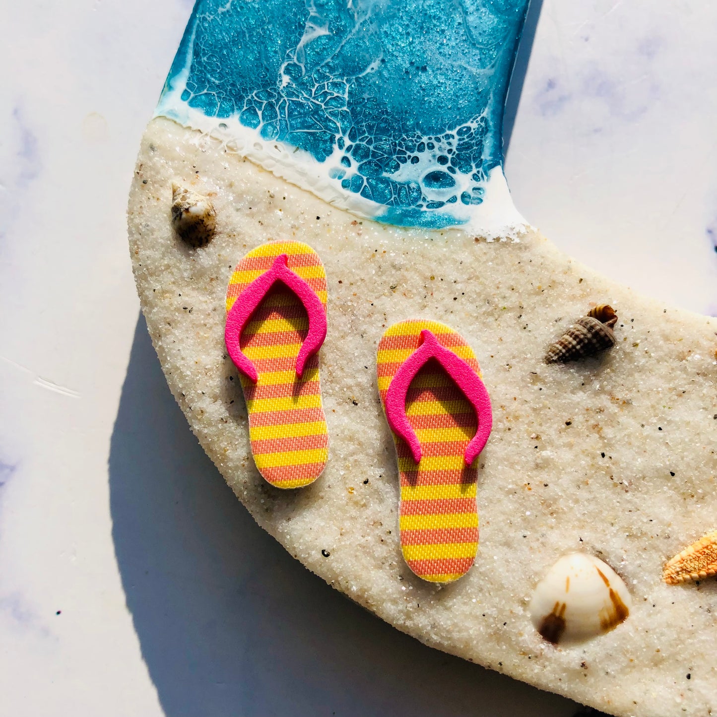 Custom Beach Wall Art | Resin Art | Nautical Decor for Beach House | Flip flop art | 3D Resin Art | flip flop sign | Personalized Gifts - Nikkisstuffnthings