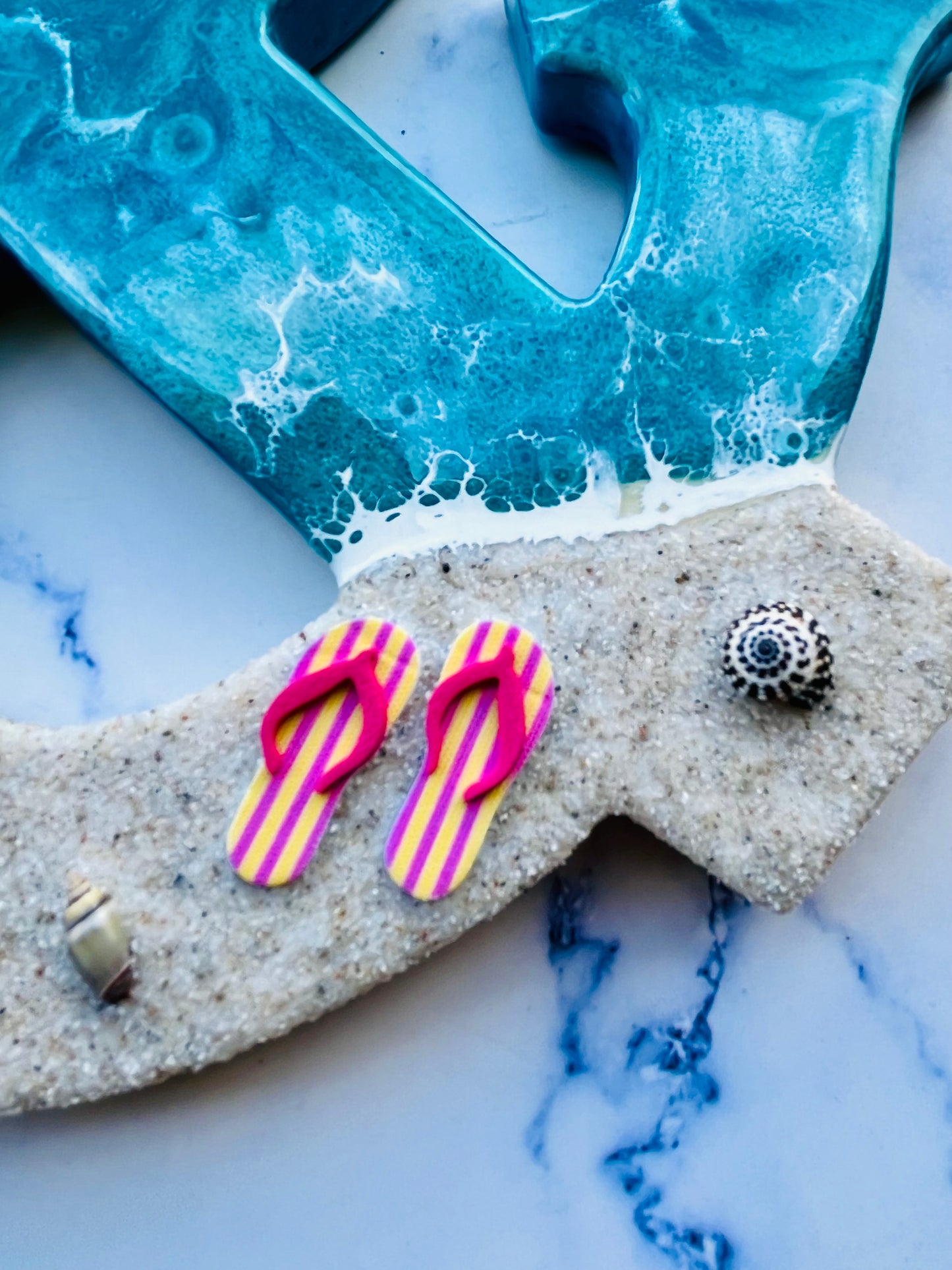 Custom Beach Wall Art | Resin Art | Nautical Decor for Beach House | Flip flop art | 3D Resin Art | flip flop sign | Personalized Gifts - Nikkisstuffnthings