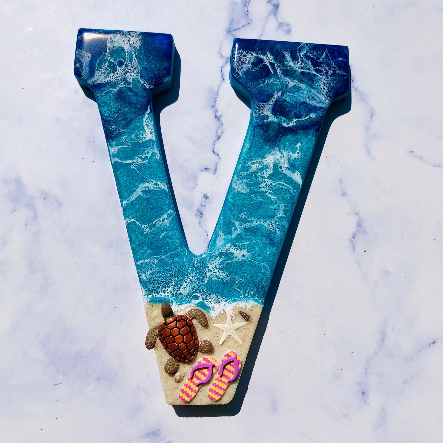 Custom Beach Wall Art | Resin Art | Nautical Decor for Beach House | Flip flop art | 3D Resin Art | flip flop sign | Personalized Gifts - Nikkisstuffnthings