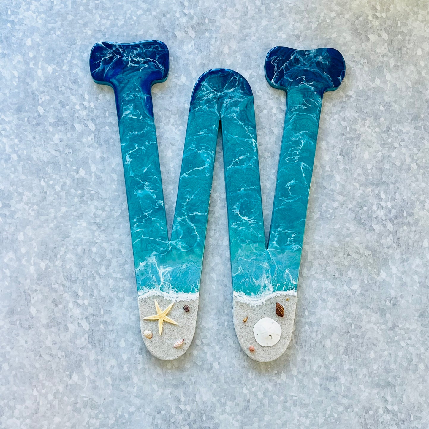 Personalized Resin Large Letter | Oversized Letter Wall | Beach Home Wall Name Letter | Starfish | Beach Theme Decor | Resin Art | Turtle - Nikkisstuffnthings