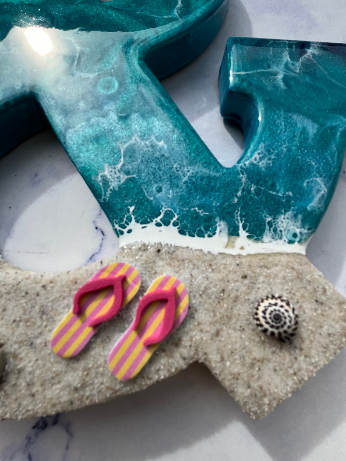 Custom Beach Wall Art | Resin Art | Nautical Decor for Beach House | Flip flop art | 3D Resin Art | flip flop sign | Personalized Gifts - Nikkisstuffnthings