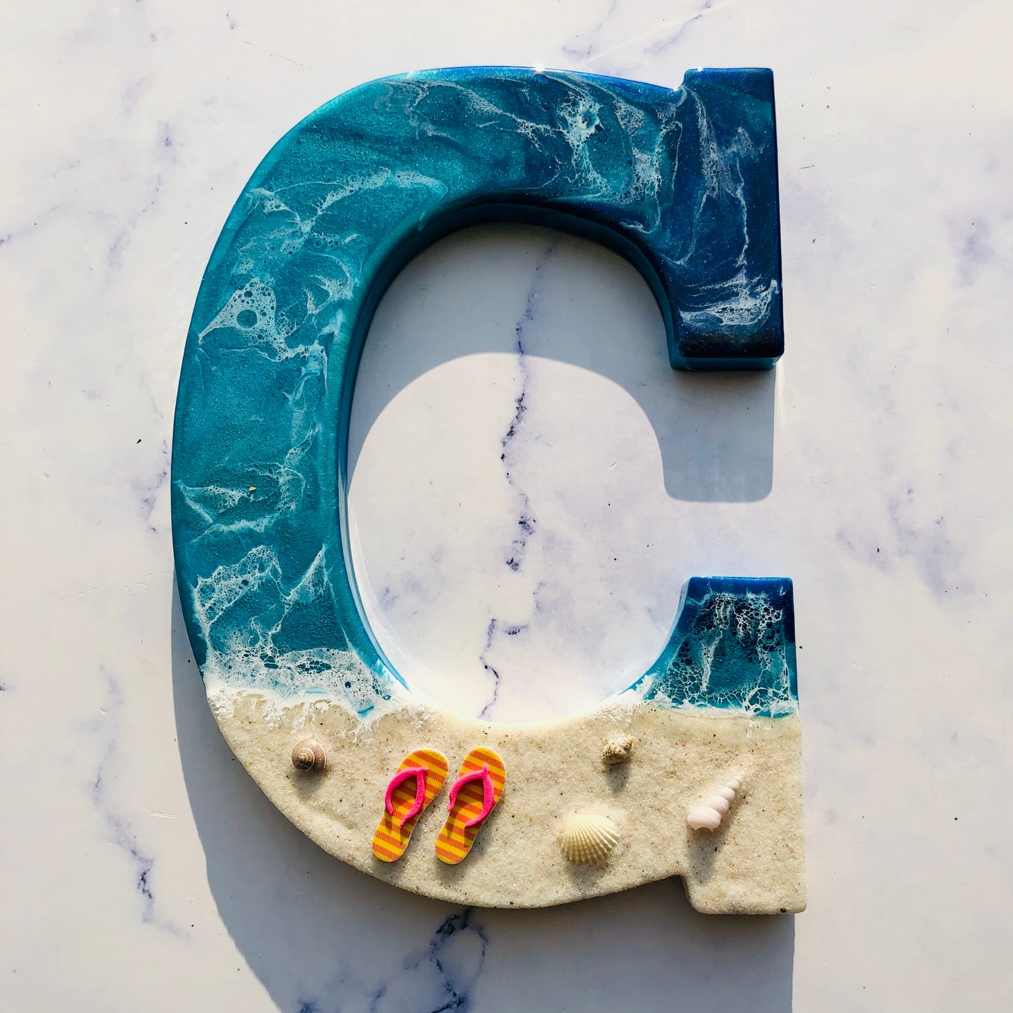 Custom Beach Wall Art | Resin Art | Nautical Decor for Beach House | Flip flop art | 3D Resin Art | flip flop sign | Personalized Gifts - Nikkisstuffnthings