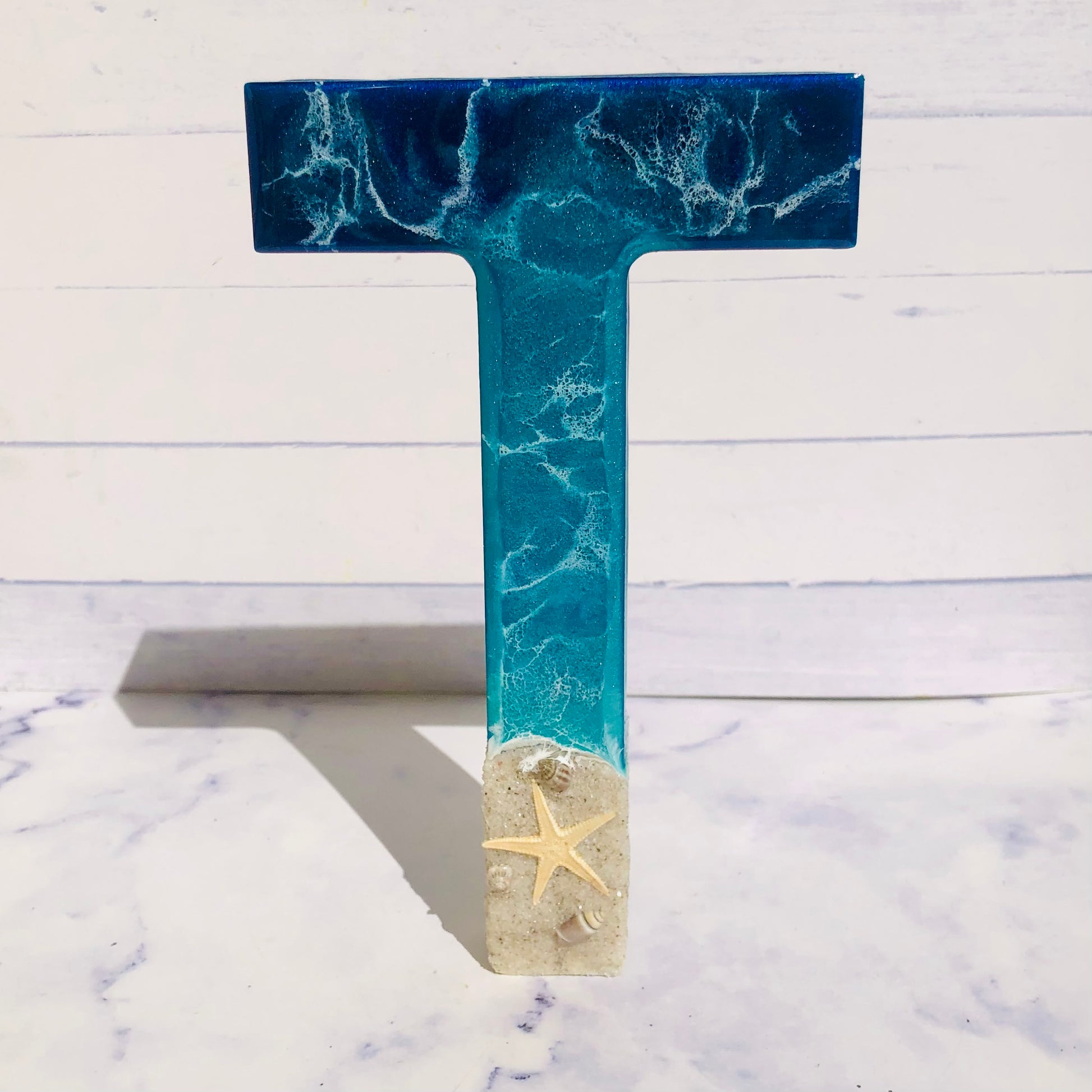 Standing Beach Resin Letters | Handmade Gift | Beach Decor | Personalized Beach Resin Letter | Seashells Letter Decor | Table Decor | custom - Nikkisstuffnthings
