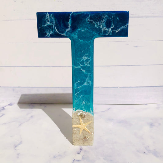Standing Beach Resin Letters | Handmade Gift | Beach Decor | Personalized Beach Resin Letter | Seashells Letter Decor | Table Decor | custom - Nikkisstuffnthings