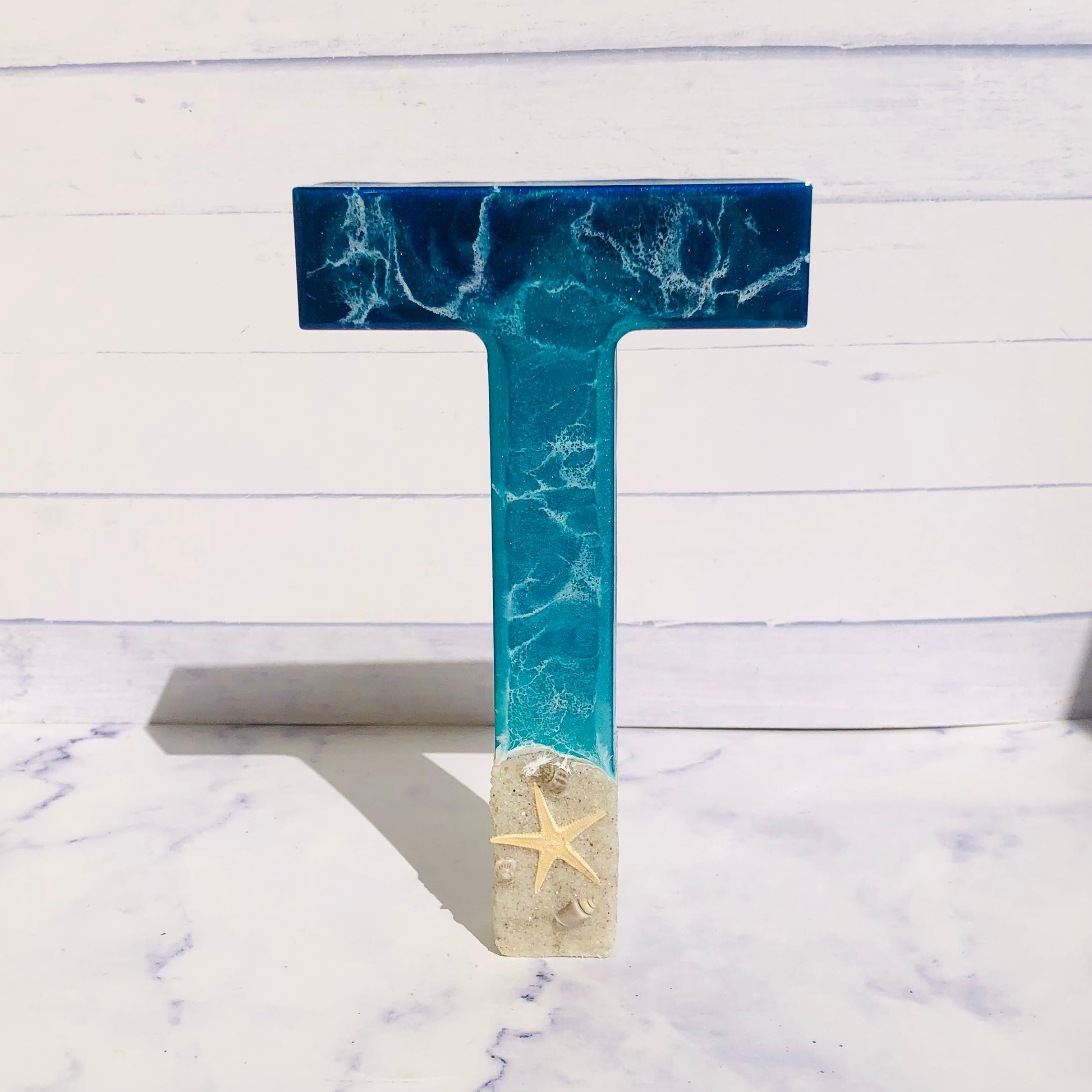 Standing Beach Resin Letters | Handmade Gift | Beach Decor | Personalized Beach Resin Letter | Seashells Letter Decor | Table Decor | custom - Nikkisstuffnthings