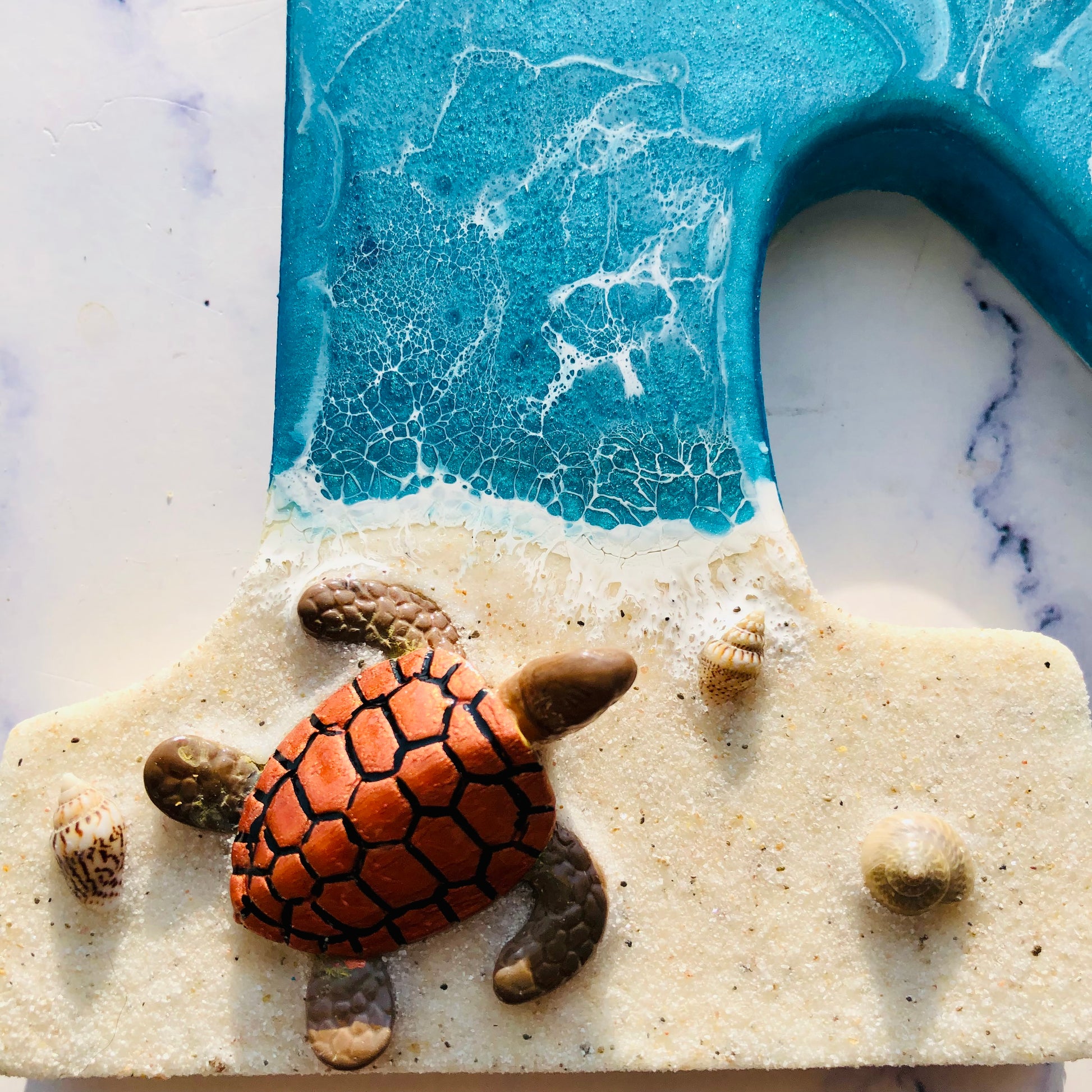 Personalized Beach Themed Letter for Wall | Ocean Inspired Style | Surf Art | Beach Home Coastal Living | Wall Art Living Room | Handmade - Nikkisstuffnthings