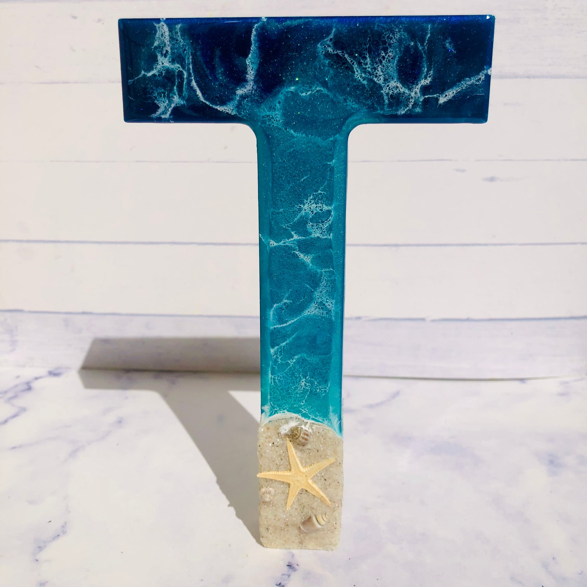 Standing Beach Resin Letters | Handmade Gift | Beach Decor | Personalized Beach Resin Letter | Seashells Letter Decor | Table Decor | custom - Nikkisstuffnthings