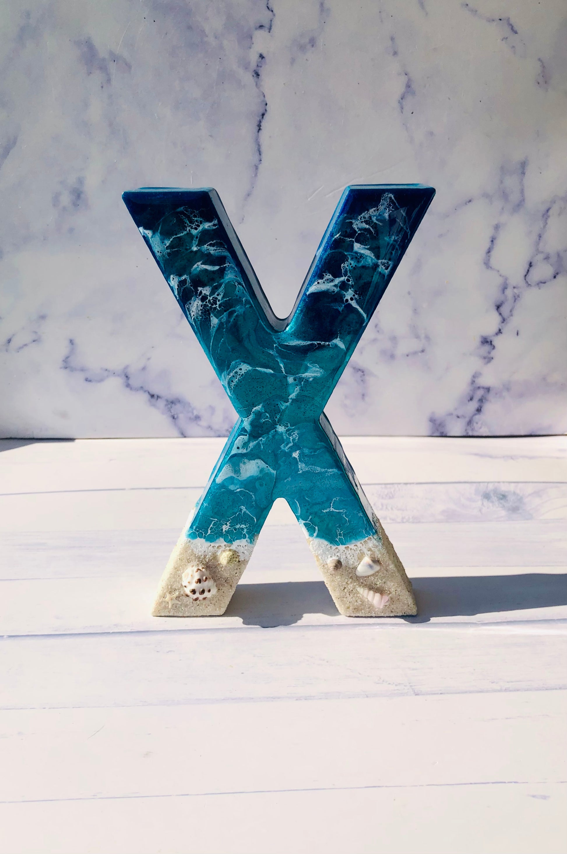Standing Beach Resin Letters | Handmade Gift | Beach Decor | Personalized Beach Resin Letter | Seashells Letter Decor | Table Decor | custom - Nikkisstuffnthings