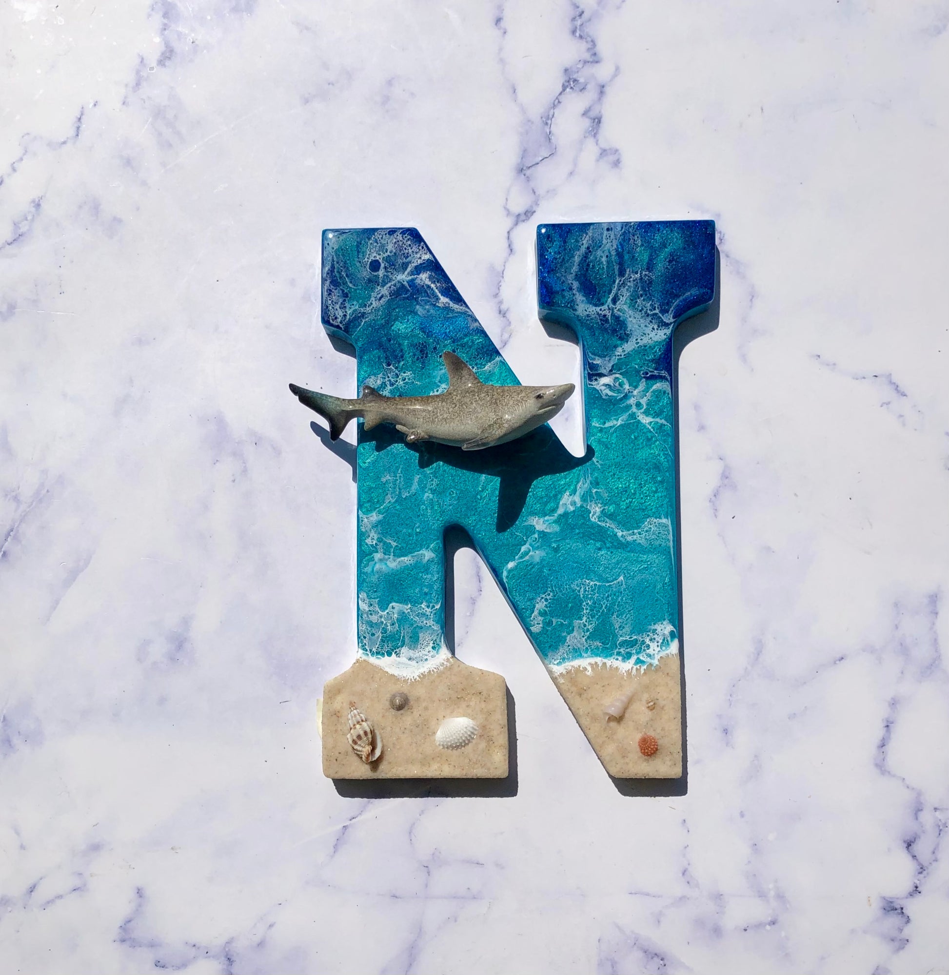 Personalized Shark Wall Resin Art | Shark Wall Hanging | Fishing Lover Wall Art | Beach Art | Shark Wall Art | Shark Week | Shark Lover Gift - Nikkisstuffnthings