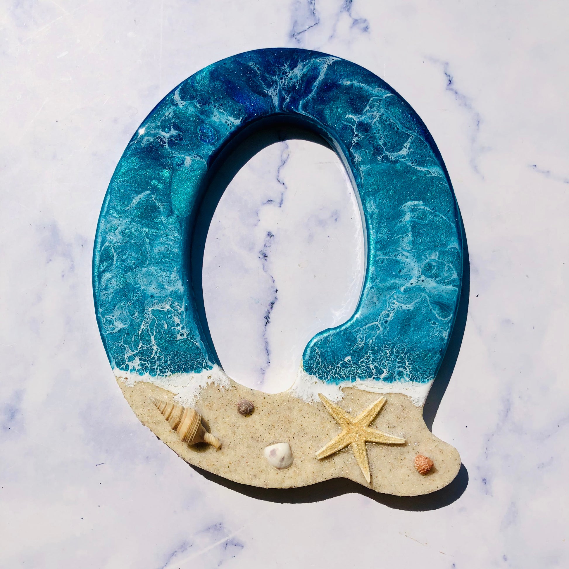 Personalized Beach Themed Letter for Wall | Ocean Inspired Style | Surf Art | Beach Home Coastal Living | Wall Art Living Room | Handmade - Nikkisstuffnthings