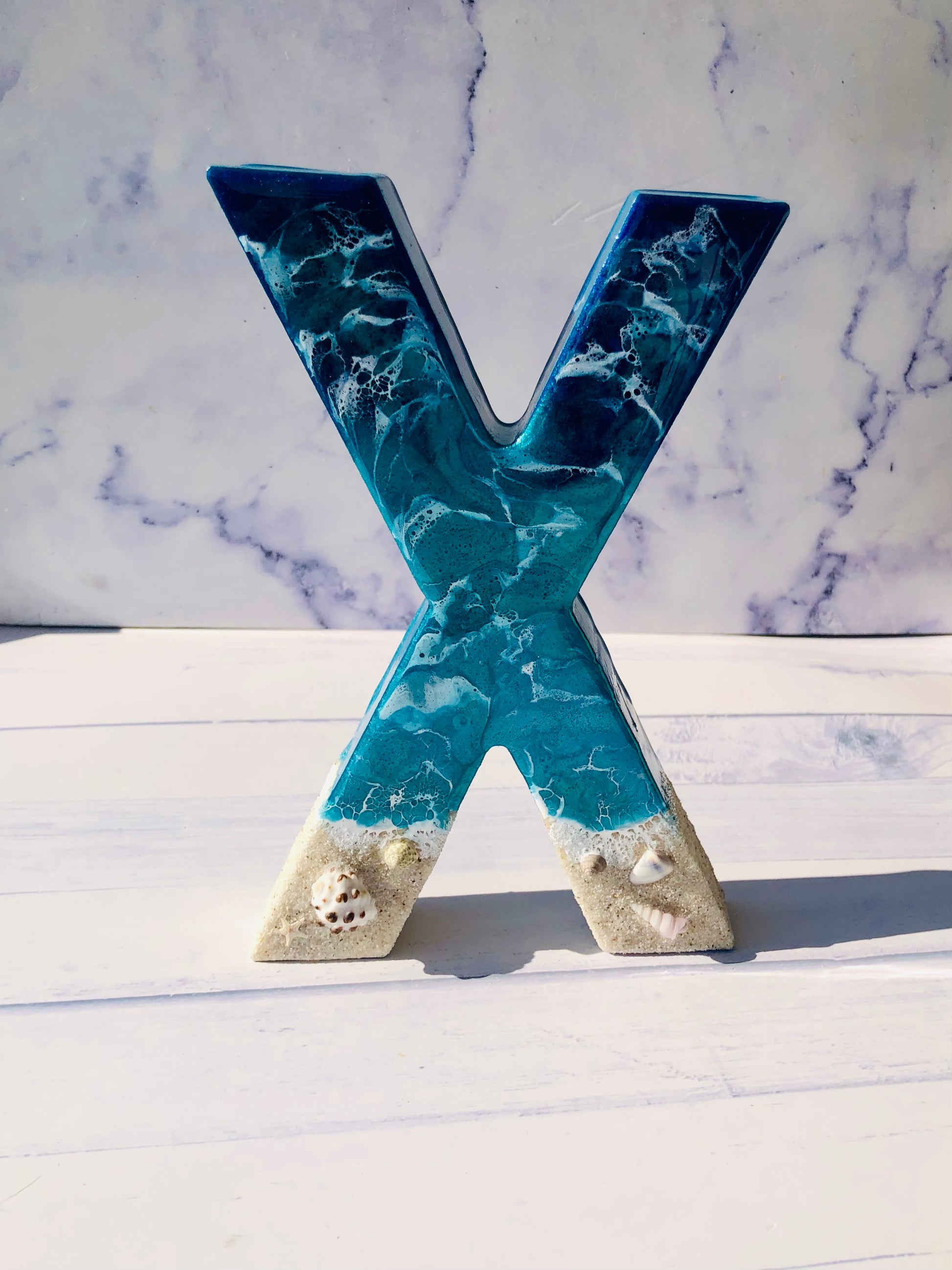 Standing Beach Resin Letters | Handmade Gift | Beach Decor | Personalized Beach Resin Letter | Seashells Letter Decor | Table Decor | custom - Nikkisstuffnthings