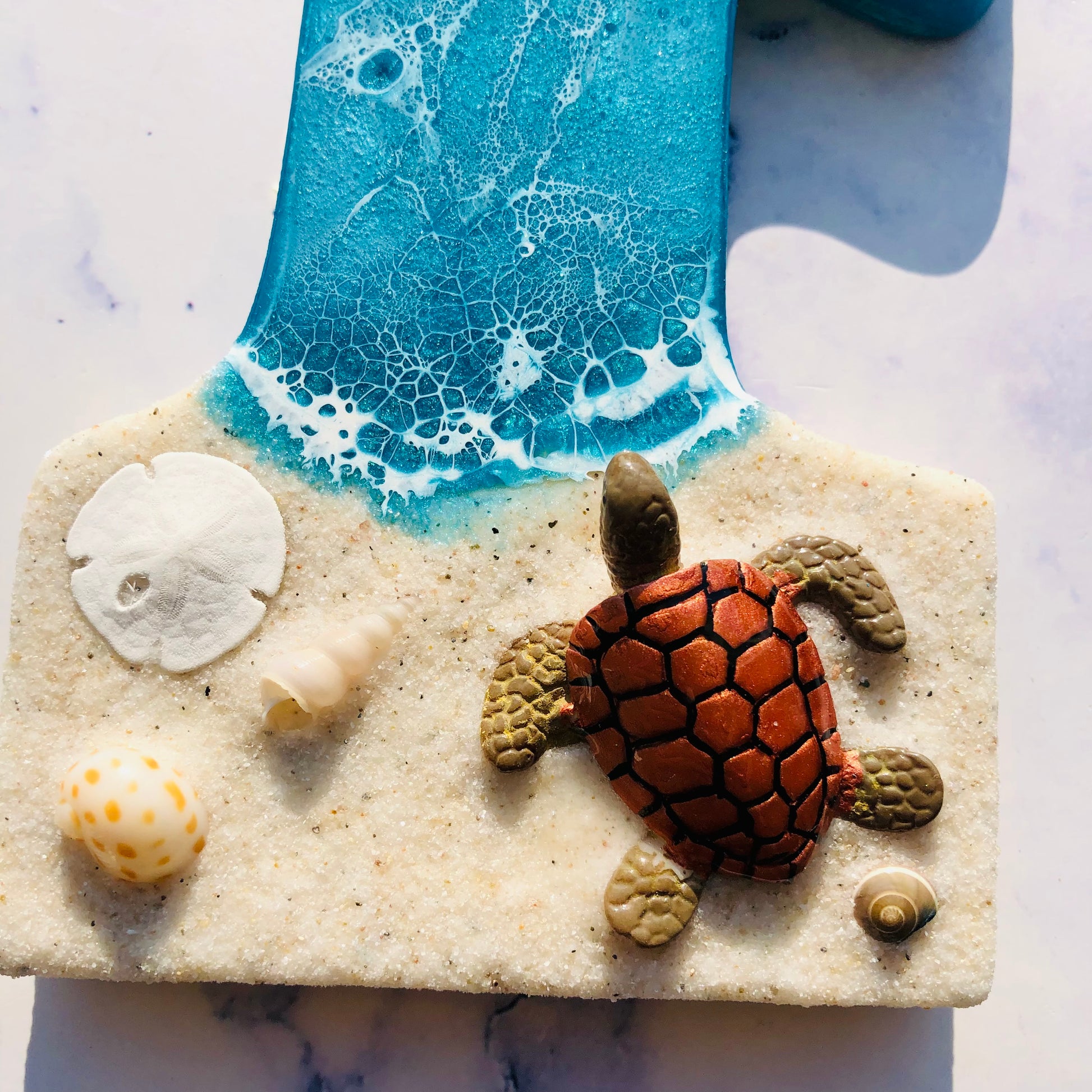 Personalized Beach Themed Letter for Wall | Ocean Inspired Style | Surf Art | Beach Home Coastal Living | Wall Art Living Room | Handmade - Nikkisstuffnthings
