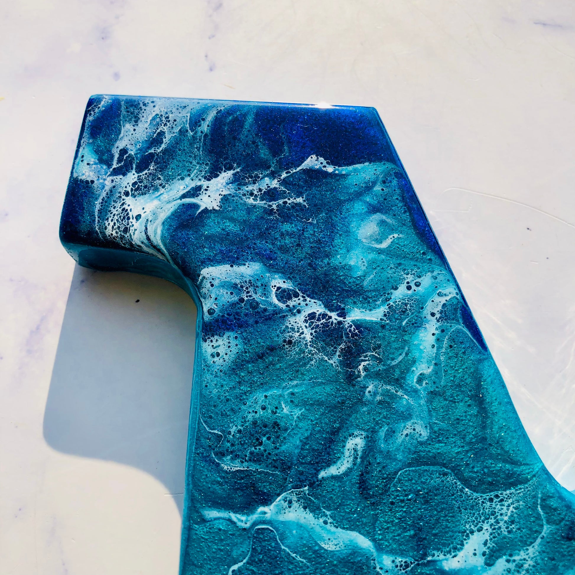 Personalized Beach Themed Letter for Wall | Ocean Inspired Style | Surf Art | Beach Home Coastal Living | Wall Art Living Room | Handmade - Nikkisstuffnthings