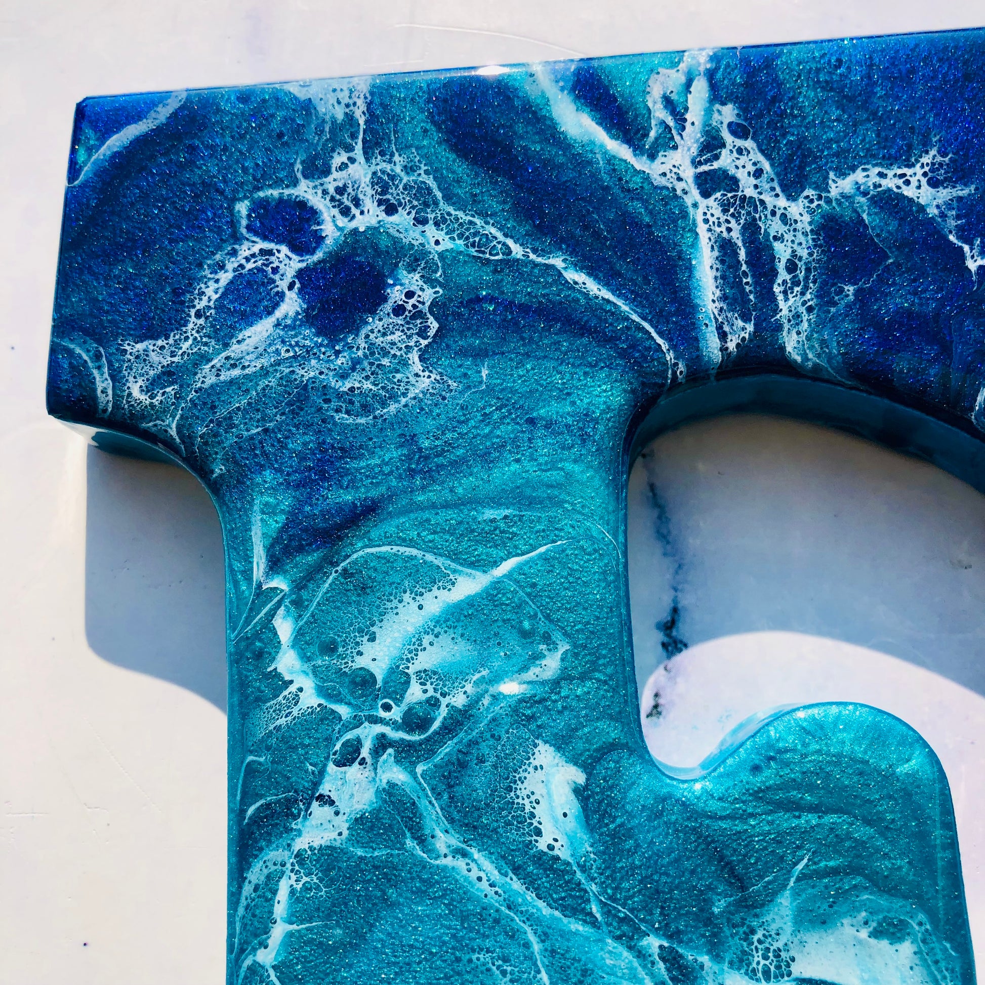 Personalized Beach Themed Letter for Wall | Ocean Inspired Style | Surf Art | Beach Home Coastal Living | Wall Art Living Room | Handmade - Nikkisstuffnthings