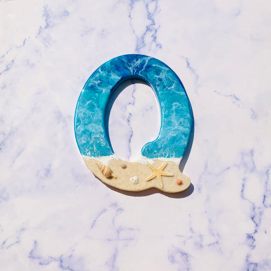 Personalized Beach Themed Letter for Wall | Ocean Inspired Style | Surf Art | Beach Home Coastal Living | Wall Art Living Room | Handmade - Nikkisstuffnthings