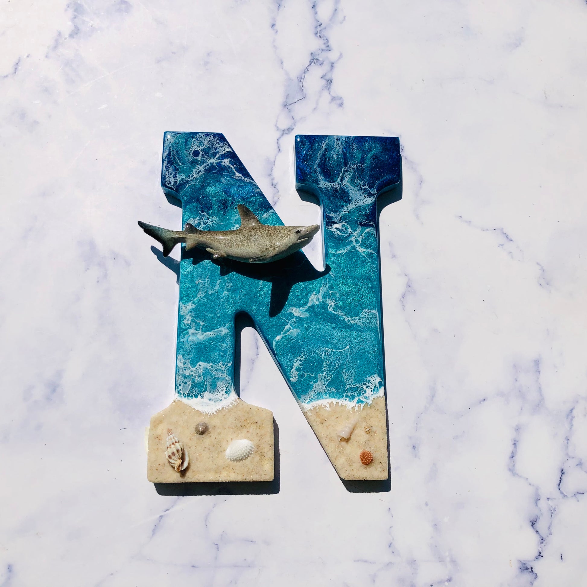 Personalized Shark Wall Resin Art | Shark Wall Hanging | Fishing Lover Wall Art | Beach Art | Shark Wall Art | Shark Week | Shark Lover Gift - Nikkisstuffnthings