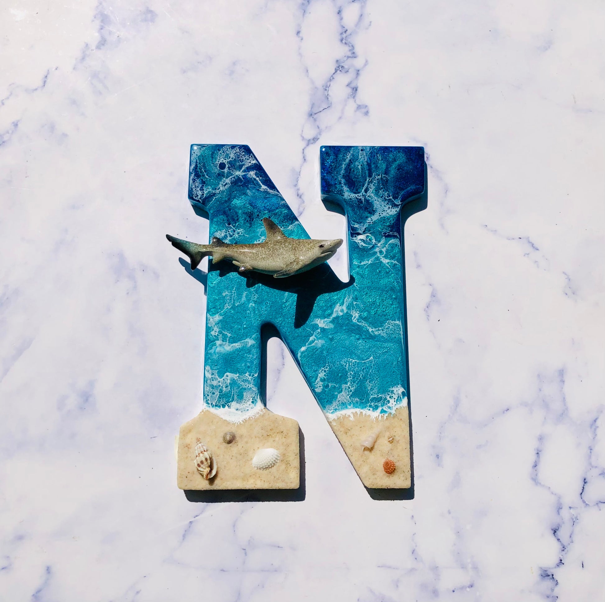 Personalized Shark Wall Resin Art | Shark Wall Hanging | Fishing Lover Wall Art | Beach Art | Shark Wall Art | Shark Week | Shark Lover Gift - Nikkisstuffnthings