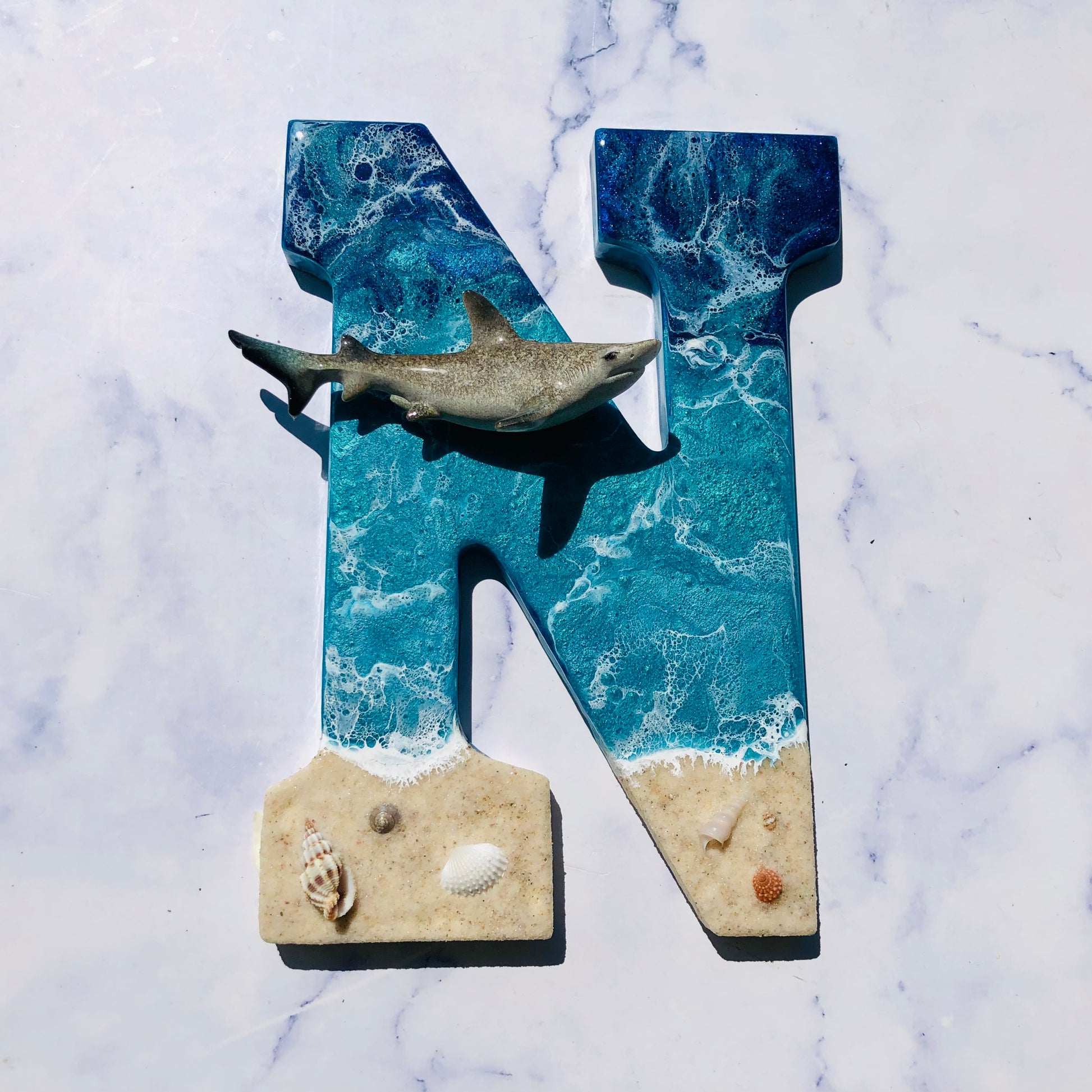 Personalized Shark Wall Resin Art | Shark Wall Hanging | Fishing Lover Wall Art | Beach Art | Shark Wall Art | Shark Week | Shark Lover Gift - Nikkisstuffnthings