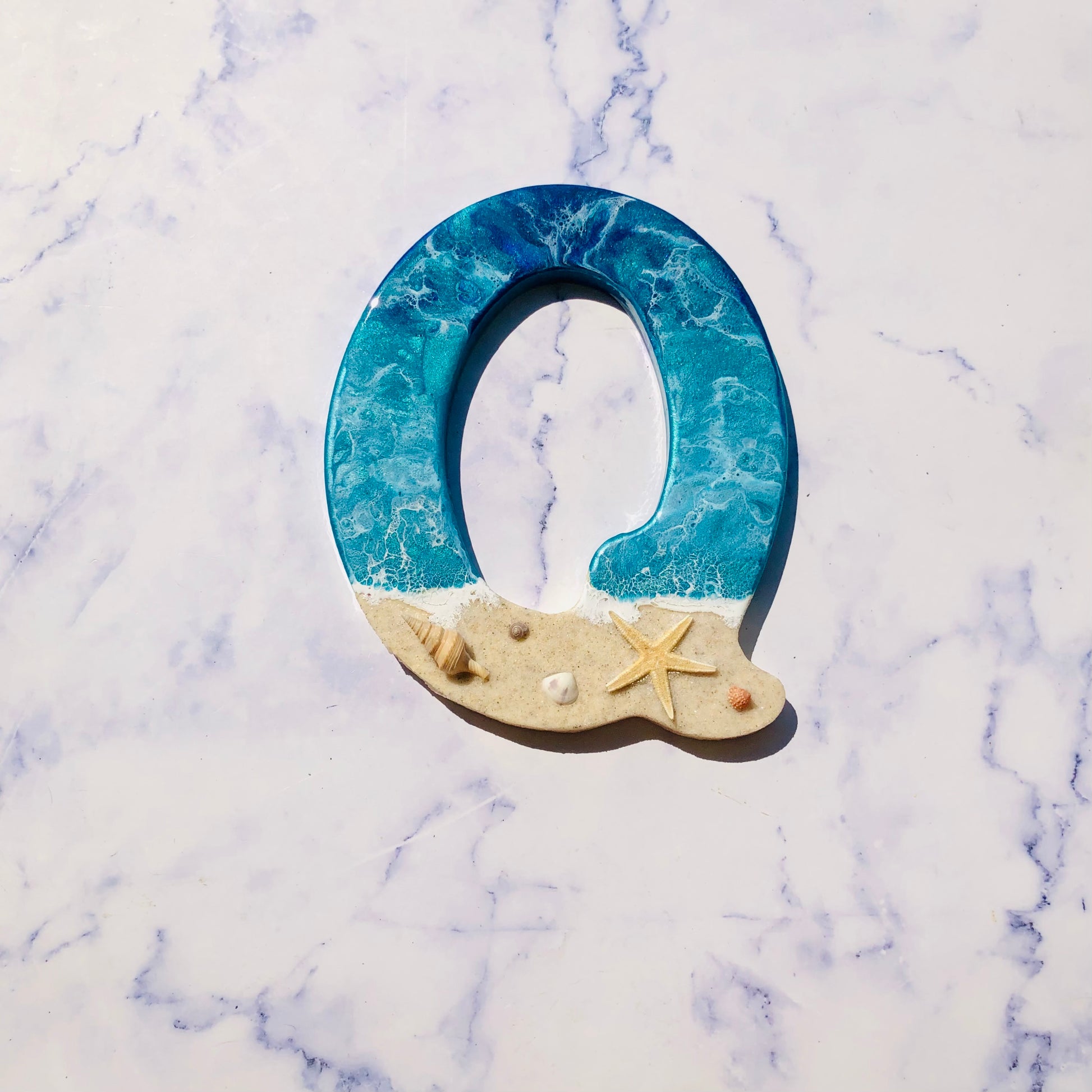 Personalized Beach Themed Letter for Wall | Ocean Inspired Style | Surf Art | Beach Home Coastal Living | Wall Art Living Room | Handmade - Nikkisstuffnthings